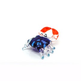 Sansukjai Crab Tiny Micro Figurine Hand Blown Glass Art Animals Collectible Gift Home Décor (Blue Orange)