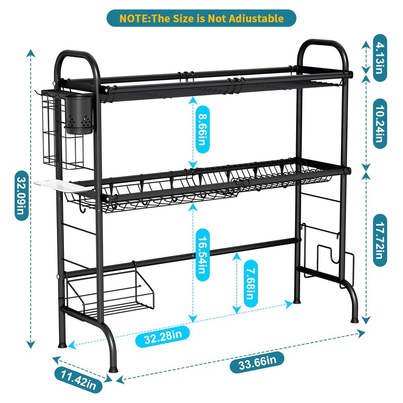 HOWDIA Stainless Steel 2-Tier Over The Sink Dish Drying Rack