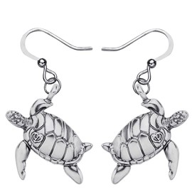 WEVENI Cute Gold Silver Plated Metal Turtle Earrings Dangle Ocean Animals Jewellery Gifts for Women Girls, Zinc, No Gemstone