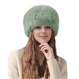 Lina & Lily Women's Winter Cossack Hat Russian Style Long Pile Faux Fur (Mint Green)