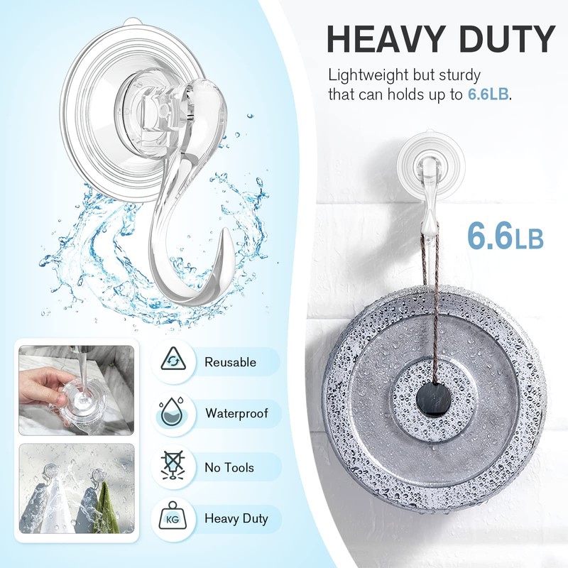 HMSEC Suction Cup Hooks, Heavy Duty Wreath Hanger Recyclable Suction