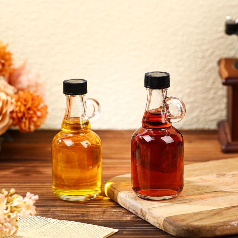 Blushtier 12 Packs 3.4 oz Glass Syrup Bottles with Handle