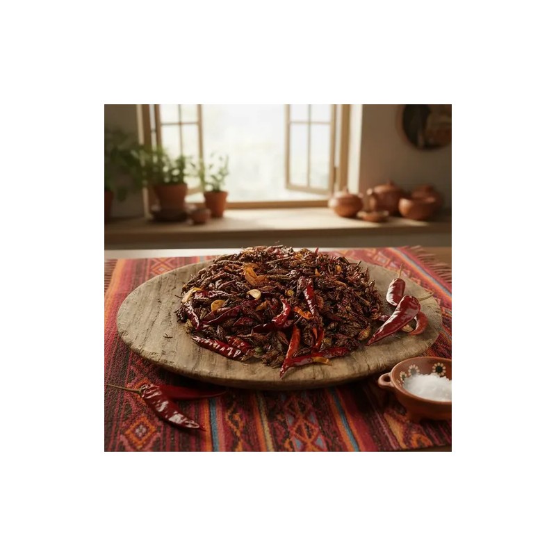 100 G Chapulines Ajo Y Chile Oaxaqueños Grandes Al Vacio
