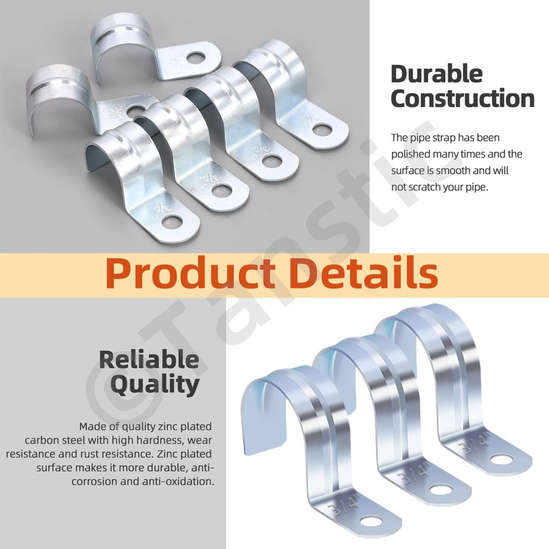 Tanstic 30Pcs 3/4 Inch EMT Pipe Strap Zinc Plated Steel
