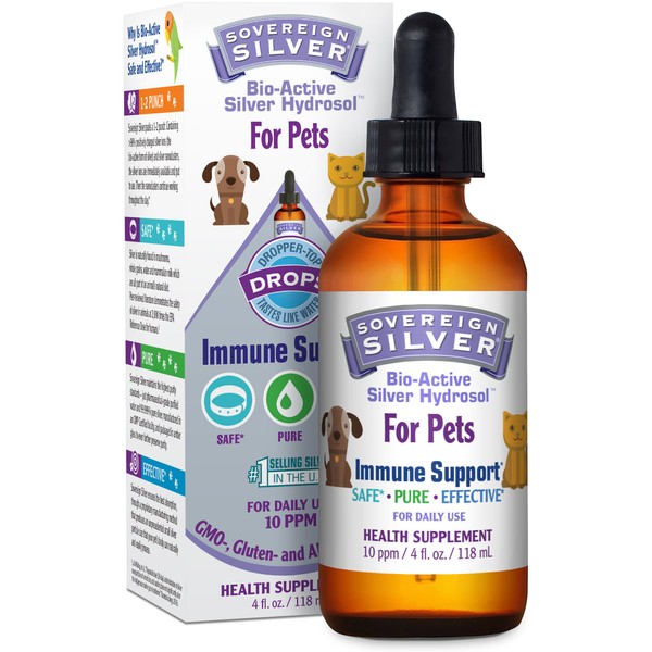 Sovereign Silver Bio-Active Silver Hydrosol for Pets Immune Support, 4 oz.