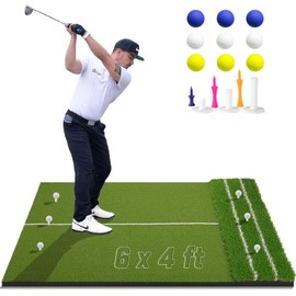DCQ 6x4ft Extra Large Golf Mat for Driver and Iron, Golf Hitting Mat, Approach Angle Training, Practice Outdoor & Indoor, Driving Chipping Putting, Golf Turf Mat, Simulator Mat