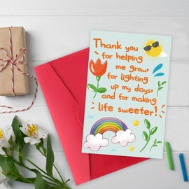 MOROLURU Cute Thank You Card for Teacher, Funny Teacher Appreciation Card Gifts for Men Women, Thank You for Helping Me Grow, Teachers Appreciation Gifts Cards from School Kids Students with Envelopes