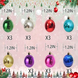 Art Studio 1.2 Inches Colorful Home Christmas Ball Ornaments Set 24 Pack Set of 8 Xmas Balls for Holiday Party Wreath Garlands Trees Festival Home Party Door Wall Decors