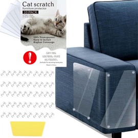 Anti Cat Scratch Furniture Protector, 10-Pack（17"x12" 5-Pack,17"x6" 5-Pack）,Couch Protector for Cats, Furniture Protectors from Cats,Couch Cat Scratch Protector +50 Twist Pins +1 Scraper