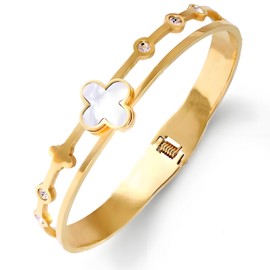 Gold Bracelets for Women 14K Gold Plated Friendship Love Bangle Bracelets Cubic Zirconia Stainless Steel Bracelet Jewelry Christmas Valentines Birthday Gifts for Women