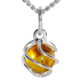 InCollections 5411200012401 Women's Pendant 925/000 Sterling Silver with Amber and Curb Chain 45 cm, Sterling Silver, Amber