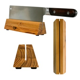 Nomware Cleaver Stand | 8.25-inch wood vegetable cleaver knife storage block (Teak, 2mm)