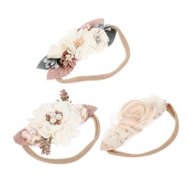 PACKOVE 3Pcs Headbands Adorable Flower Hair Accessories Pink and Beige Skin Friendly Materials for Showers Birthday Parties and Family Photos