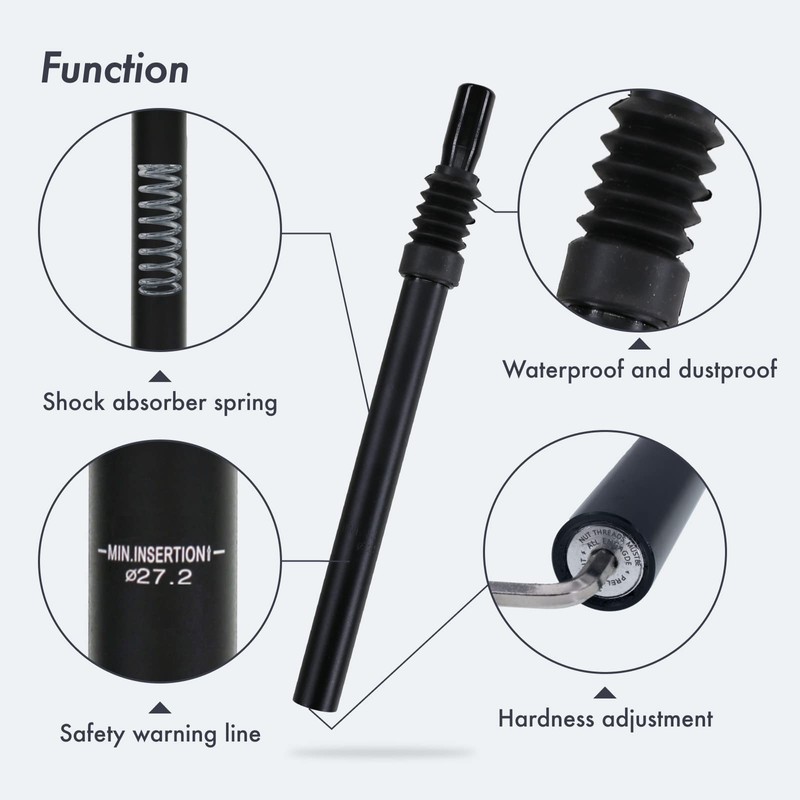 DJC Bicycle Suspension Seatpost Straight Pillar Headless 25.4mm 27.2mm 28.6mm