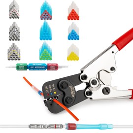 JRready ST6493-010 IP68 Waterproof Butt Connector Set with ACT-232 Crimping Tool, 12# 16# 20# Butt Splice Connector & PVDF/PE Butt Connector and G411 Go-No Go Gauge