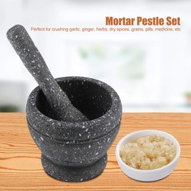 Mortar Pestle Set, Manual Plastic Garlic Grinder Spices Herbs Mortar Pestle Set Grinding Bowl Kitchen Tool(Granite)