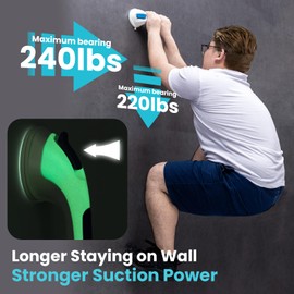 TAILI Grab Rails for Bathroom Glow in The Dark, 31 CM Suction Hand Rails for Elderly, MAX Hold 110 KG Shower Grab Bar for Elderly, Senior, Disabled, Shower Handles, Disability Aids, Black