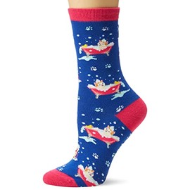 K. Bell Socks Women's Playful Cats Novelty Fashion Crew Socks Sockshosiery, navy (cat Bath), Sock Size: 10-13/Shoe Size: 9-11
