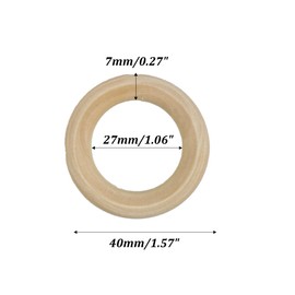 Septe 30 Pieces 40mm Natural Wooden Rings for Crafts, Macrame Rings for DIY, Jewelry Making