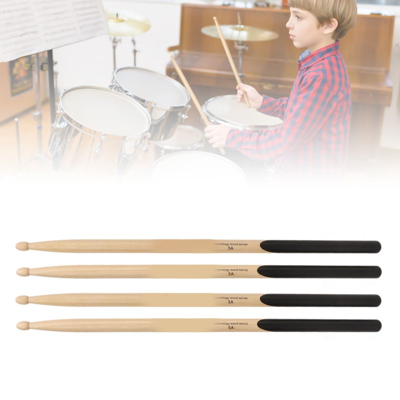 2 Pairs Drum Mallet 5A 7A Wood Drumstick Wooden Drum