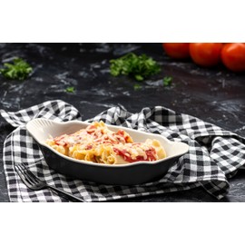 Au Gratin Baking Dishes, by Kook, Mini Casserole Dish, Set of 6, for Banana Split, Oven and Microwave Safe, Dishwasher Safe, Ceramic Serving Dishes, Lasagna & Cobblers, Individual Serving, 12 oz (Black)