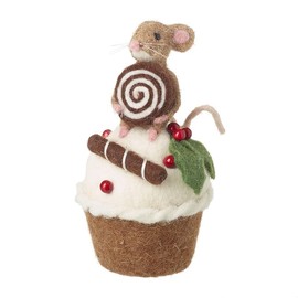 Heaven Sends Felt Mouse in a Cupcake 9x9x16cm Centimetre Decoration