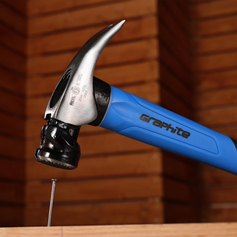 Real Steel 0501 jacketed Grafito martillo de carpintero curvado, 16