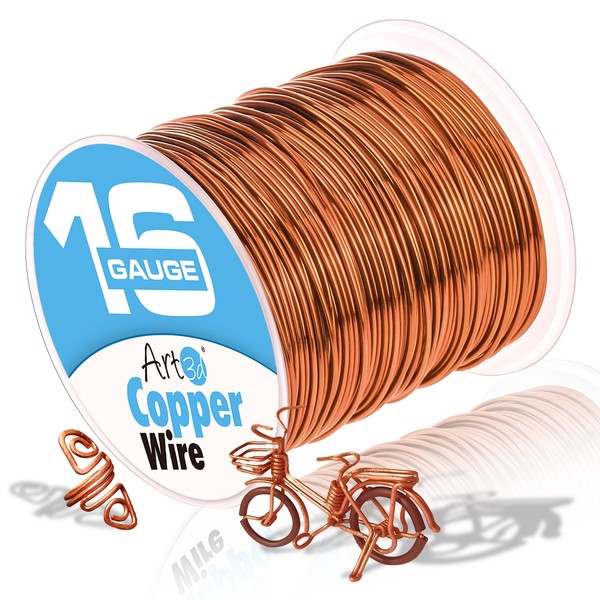 Art3d 16 Gauge 120 FT 99.9% Pure Soft Copper Wire for Electroculture, Gardening, Jewelry Making, 1 Pound Spool