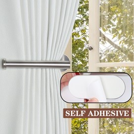 Groleca 2 Pack Adhesive Curtain Holdbacks - No Drill Curtain Tie Backs & Pull Backs (2, Silver)