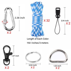 32 Colors Paracord - 10 FT Paracord Kit Paracord Rope Nylon Rope with Complete Accessories for Making Lanyard, Bracelets, Dog Collar and Craft
