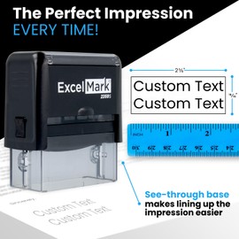 ExcelMark Custom Self-Inking Stamp - Up to 2 Lines - 11 Color Choices and 17 Font Choices (Large)