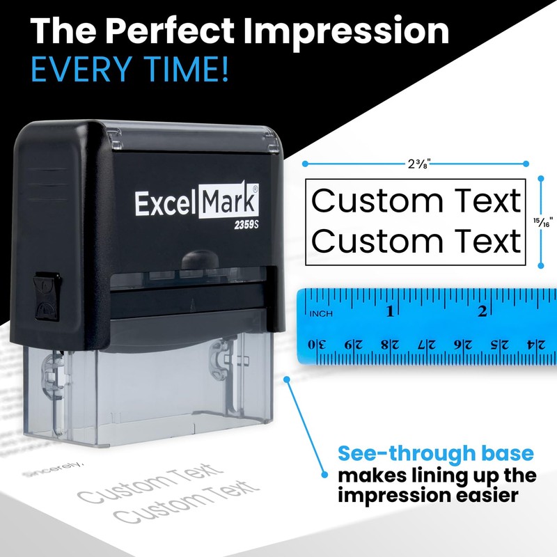 ExcelMark Custom Self-Inking Stamp - Up to 2 Lines -