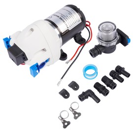 R3526144D RV Water Pump - 3.0 GPM 12V DC 50-PSI Diaphragm Pump with Strainer & Pressure Switch, Replace R3526144A 03526144A Replacement for RV/Marine/Yacht/Caravan Weonefit