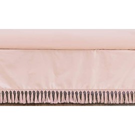 Sweet Jojo Designs Pink Boho Bohemian Girl Baby Nursery Crib Bed Skirt Dust Ruffle - Solid Color Blush Shabby Chic Princess Luxurious Luxury Elegant Vintage Designer Boutique Victorian Cotton Fringe