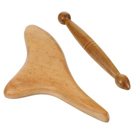 Hpmjz 2 Pcs Reflexology Tools Wood Body Massager Small Triangle Gua Sha Board Ergonomic Scraping Board Foot Massage Stick Tool for Head Neck Hand Waist Calf Leg Foot Massager