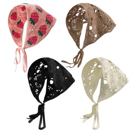 4 Pcs Crochet Bandana Headbands for Women, Knitted Floral Cute Triangle Head Scarf, Hollow Style, Suitable for Women and Girls Daily, Party, Travel, Camping and Other Occasions