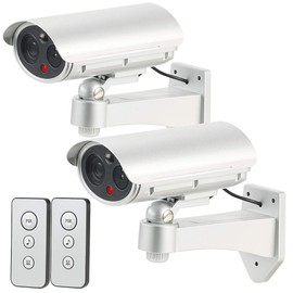 VisorTech Outdoor Camera Dummies: Set of 2 Dummy Security Cameras, Motion Sensor, Alarm Function (Dummy Video Camera, Dummy Cam, Security Cameras)