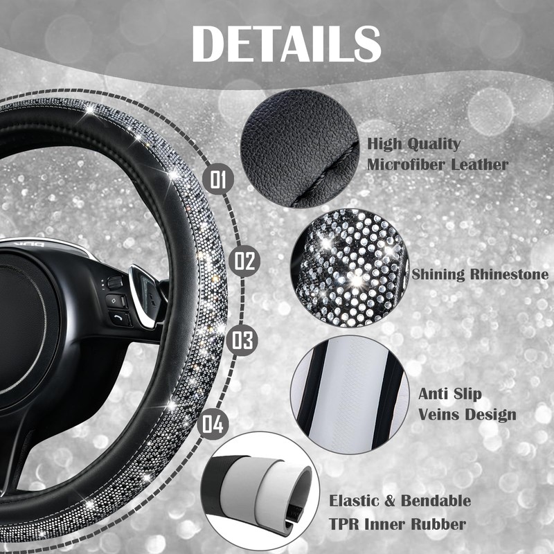 CAR PASS Leather Bling Diamond Car Seat Covers Front &