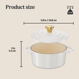 YUTANN Mini Dutch Oven 13oz Enamel Cast Iron Casserole for Single Portions, Oven Safe & PFAS-Free, Ideal for Small Bakes, Eggs & Snacks