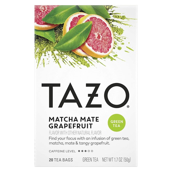 Tazo Tea Bags Matcha Mate Grapefruit 20ct, Pack of 6