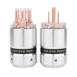 Monosaudio Power Plug Pure Copper 3 Pin Power Connector DIY Power Plug Max Wire 19MM Aluminum Alloy Shell Crystal Clear Audio Power Plug Inlet Plug IEC320C13 Connector Pair High End Audio Grade AC