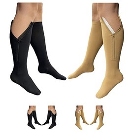 HealthyNees 2 Pairs Set Closed Toe 20-30 mmHg Zipper Compression Fatigue Swelling Circulation Knee Length Socks (Multi, 5X-Large (2 Pair))