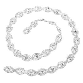 Hilitand 1yard Rhinestone Chain Sparkling Ribbon Claw Chain DIY Decor 1.5cm Wide Belt Headwear Collar Sewing Accessories (Silver White Rhinestone) Rhinestone Trim