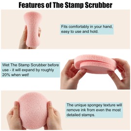 BAOFALI 4 Pcs/Set Stamp Scrubber,Stamp Cleaning Sponge,Ink Removing Tool for Applicable to Stamp Cleaning Cloth Stamps Rubber Stamps,Stamp Positioners and Craft Supplies Tool （Pink）