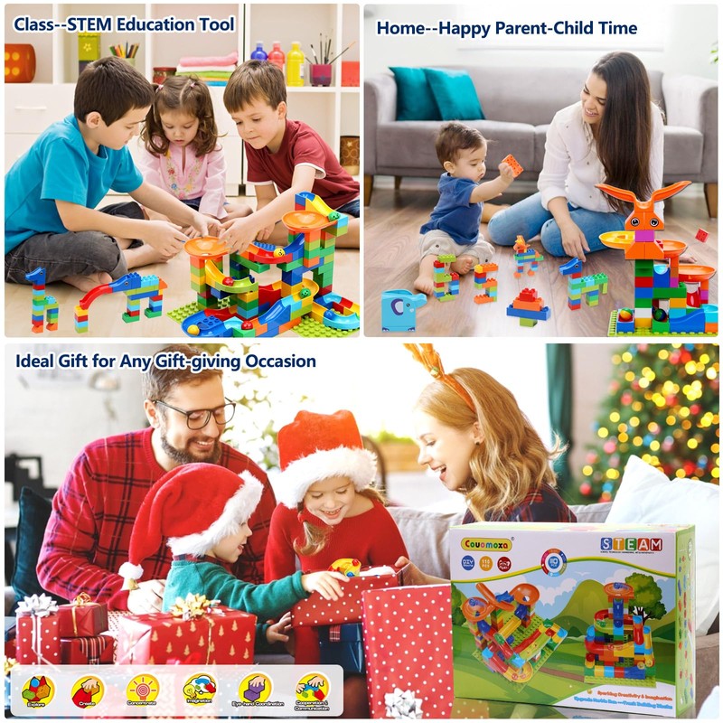 COUOMOXA Marble Run Building for Kids: STEM Building Blocks Set
