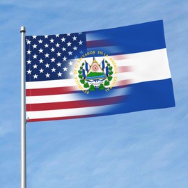 USA El Salvador Flag 3x5 Ft Flag 3x5 Feet Nylon Salvadoran Flag - 2 Brass Grommets Outdoor Indoor 3x5 Foot Flags