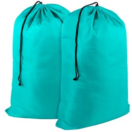 Washable Drawstring Laundry Bags 2 Pack Extra Large Heavy Duty College Dorm Dirty Laundry Clothes Travel Bag and Gym Clothes Bag for Guys and Girls (Turquoise)