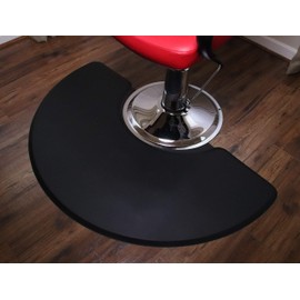 Rhino Mats, Bounce Salon Mat, 33 in. x 54 in. Salon Floor Mats, Rhino Mats Salon - Black Semi Circle - 1/2 in. Thick American Made, Salon Mats