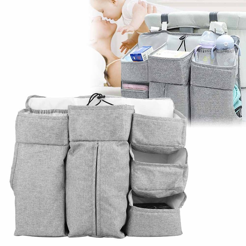 MultiFunctional Baby Bed Hanging Storage Bag Baby Crib Bedside Diaper