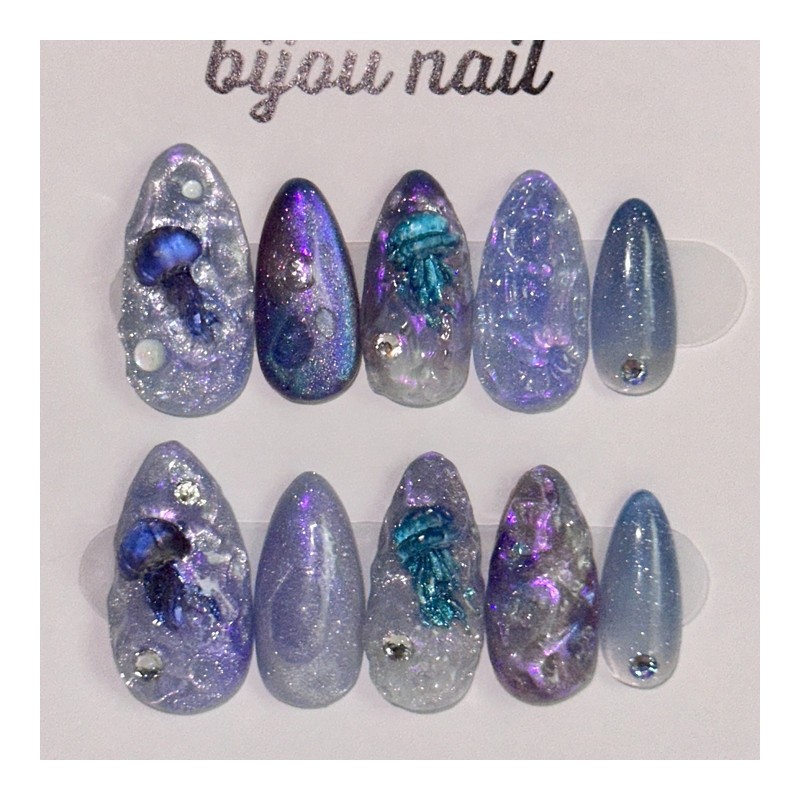 Yunseul Jellyfish Handmade Nail Tips - Almond / 윤슬 젤리피쉬